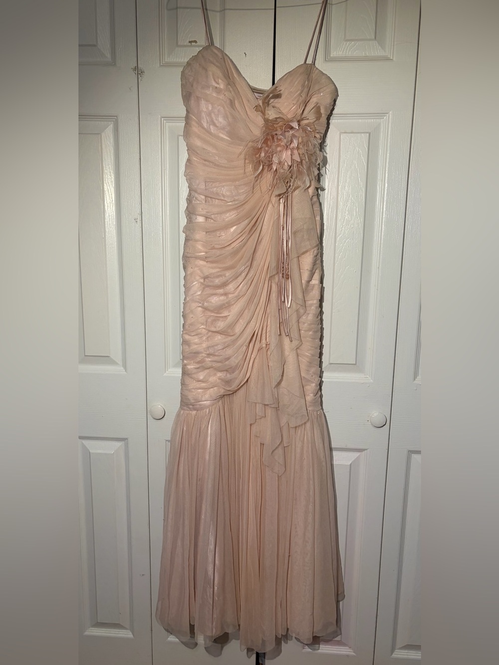 Elegant Strapless Evening Gown in Blush Pink